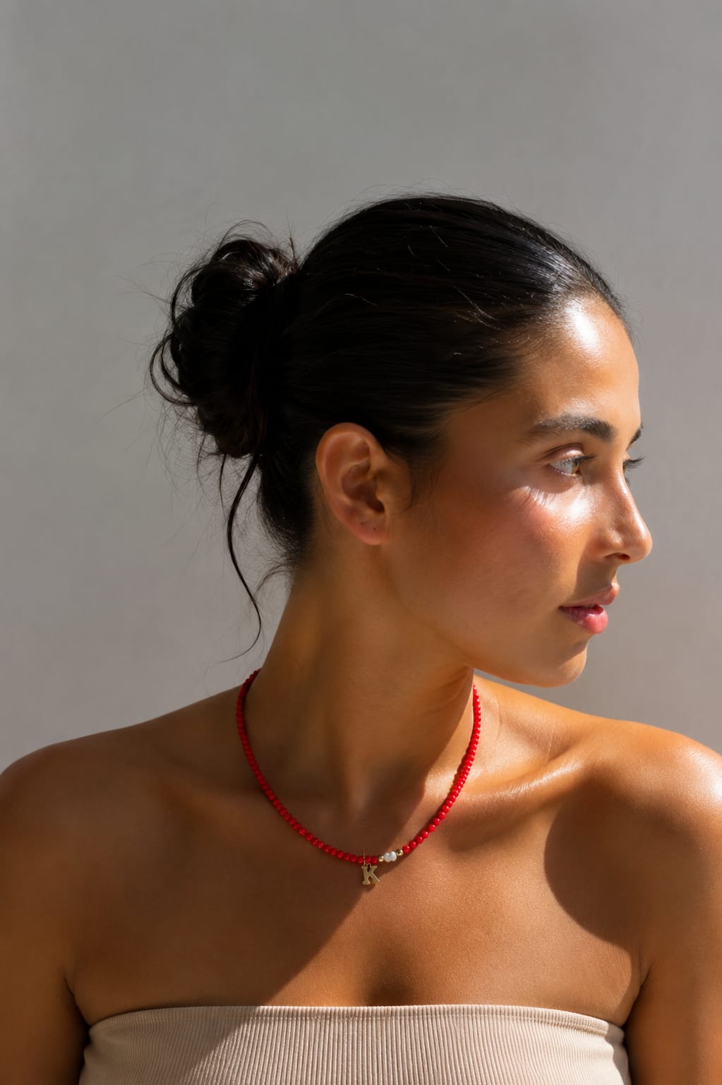 Crimson Heart Initial Charm necklace