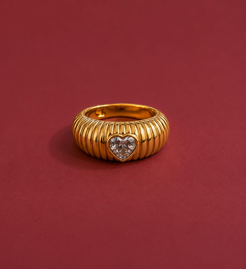 Golden Heart Signet Ring