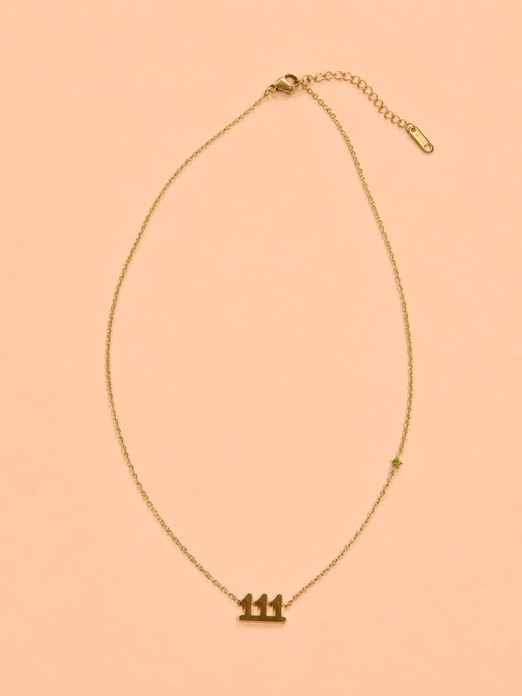 111 Angel Numbers Necklace with Feature Stone - New Beginnings and Intuition