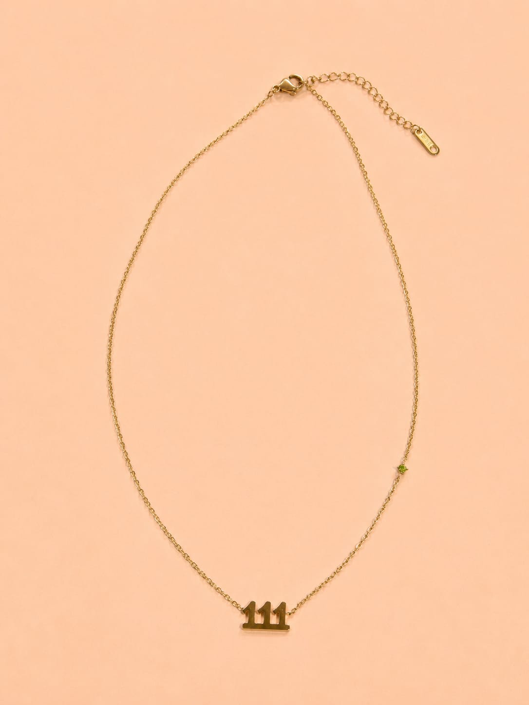 111 Angel Numbers Necklace with Feature Stone - New Beginnings and Intuition