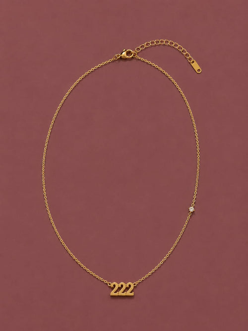 222 Angel Numbers Necklace with Feature Stone - Balance, Harmony and Alignment