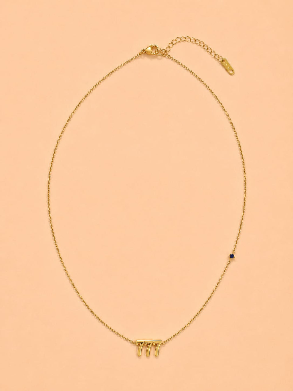 777 Angel Numbers Necklace with Feature Stone- Spiritual Growth, Development and Luck