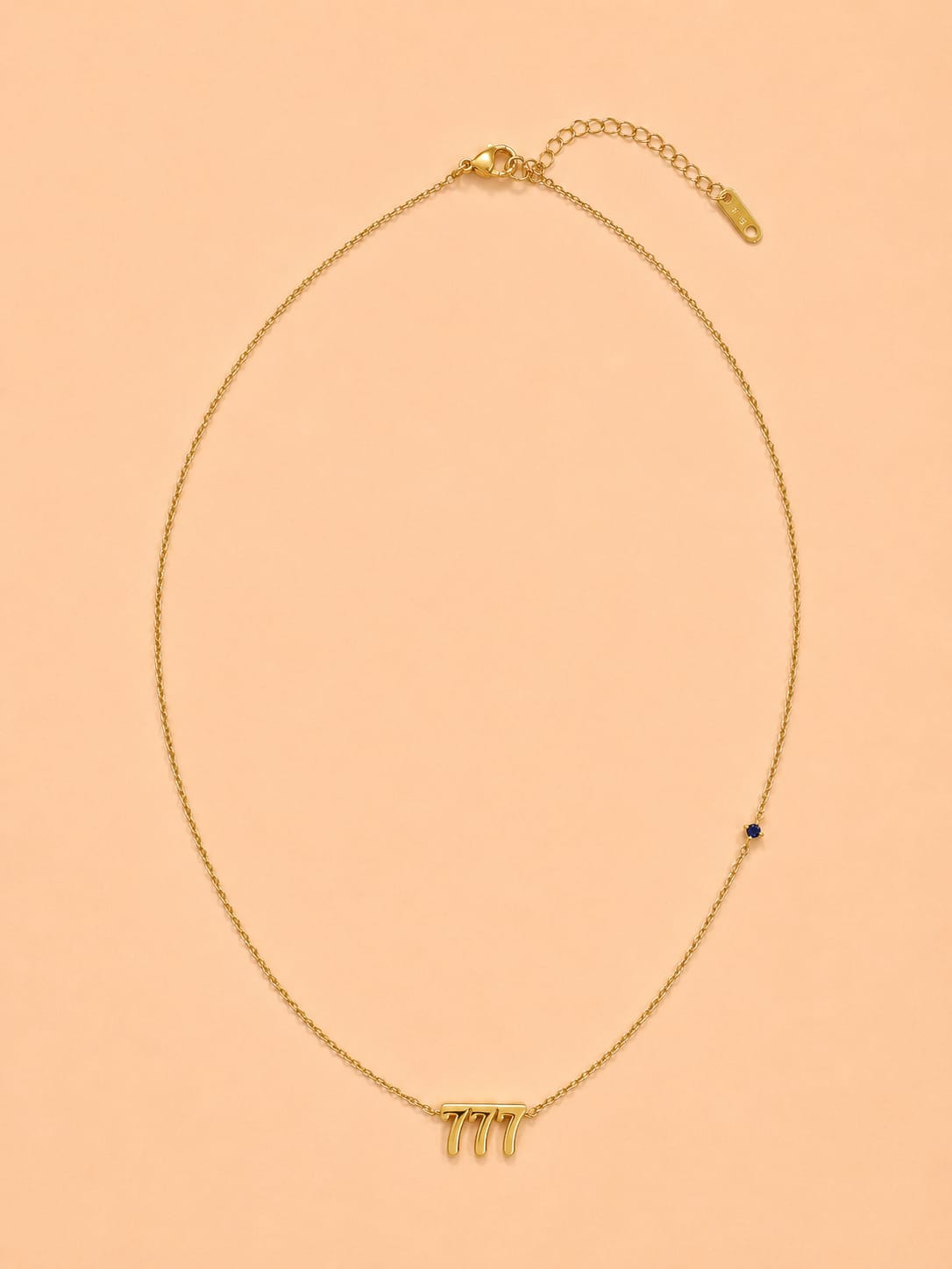 777 Angel Numbers Necklace with Feature Stone- Spiritual Growth, Development and Luck