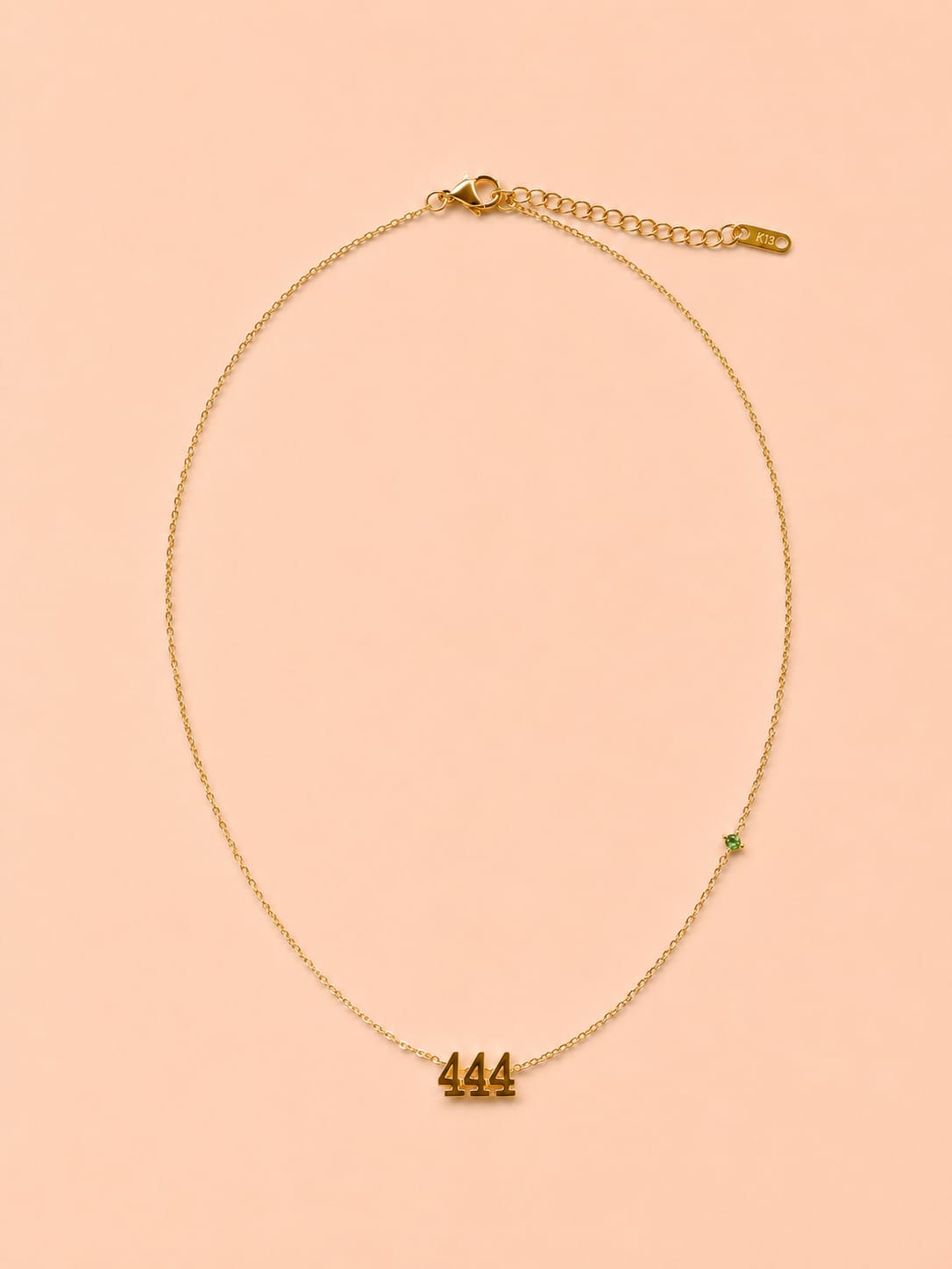 444 Angel Numbers Necklace with Feature Stone - Guidance and Protection