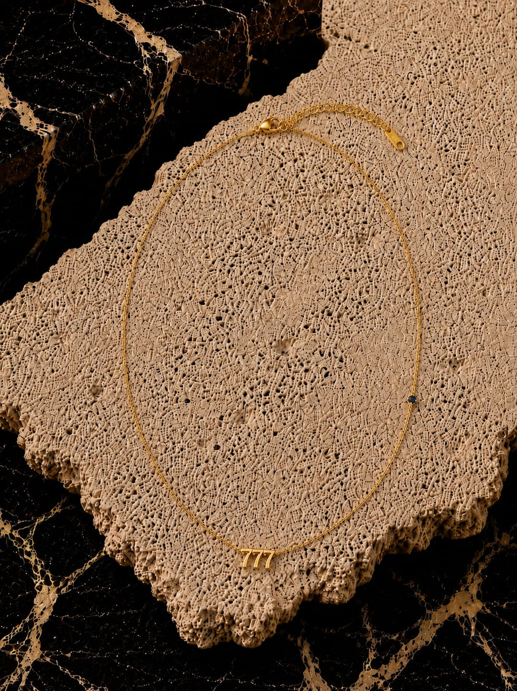 777 Angel Numbers Necklace with Feature Stone- Spiritual Growth, Development and Luck