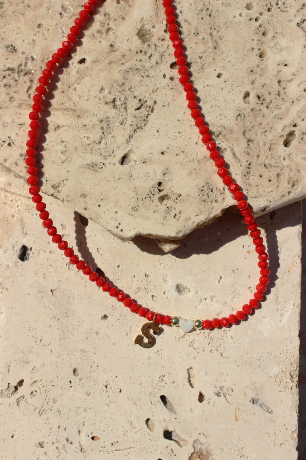 Crimson Heart Initial Charm necklace